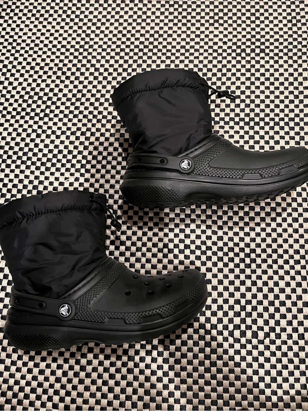 CROCS Black Insulated Winter Rain Boots with Drawcord Cuff